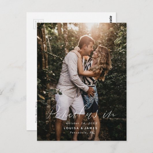 Bleistift in Lässiges Save the Date Foto Postkarte (Vorne/Hinten)