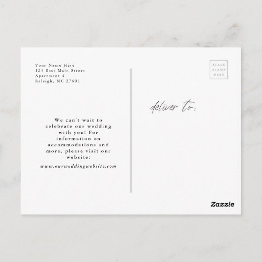 Bleistift in Lässiges Save the Date Foto Postkarte (Rückseite)