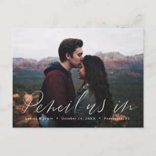 Bleistift in Lässiges Save the Date Foto Postkarte