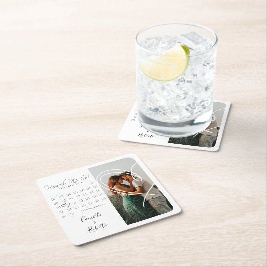 Bleistift in modernem Minimal Kalender Foto Rechteckiger Pappuntersetzer (Vor Ort)