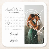 Bleistift in modernem Minimal Kalender Foto Rechteckiger Pappuntersetzer (Vorderseite)