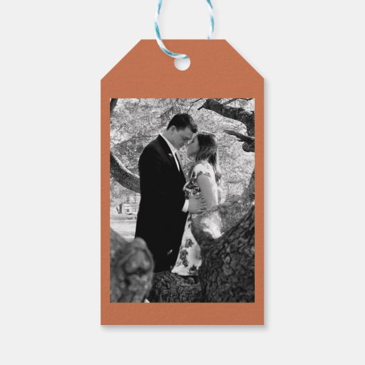 Bleistift in Save the Date Terrazzo Tile Geschenkanhänger (Rückseite)