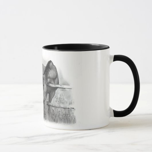 BLEISTIFT-KUNST-PFERDEliebhaber-TASSE Tasse (Rechts)