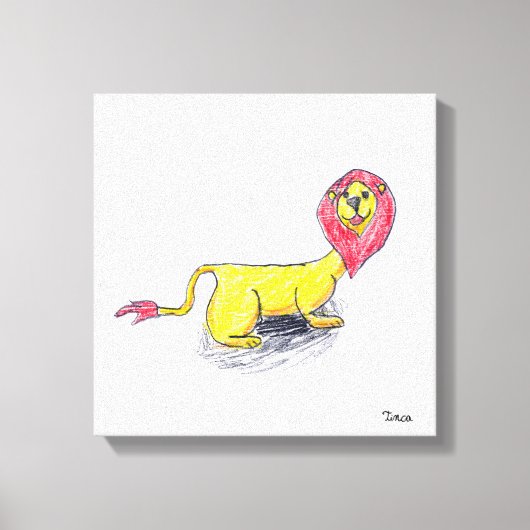 Bleistift Löwe Zeichnend Leinwand Mauer Kunst (Vorderseite)