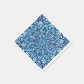 Bleistift-Mandala-Design in Blau Original-Kunst Serviette (Ecke)