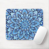 Bleistift-Mandala-Design Kunst in Blau  Mousepad (Mit Mouse)