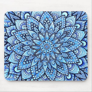 Bleistift-Mandala-Design Kunst in Blau Mousepad