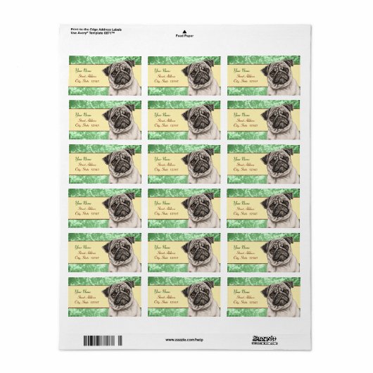 Bleistift-Mops Adressaufkleber (Vorne)