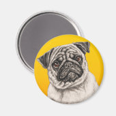 Bleistift-Mops Magnet (Vorderseite/Rückseite)