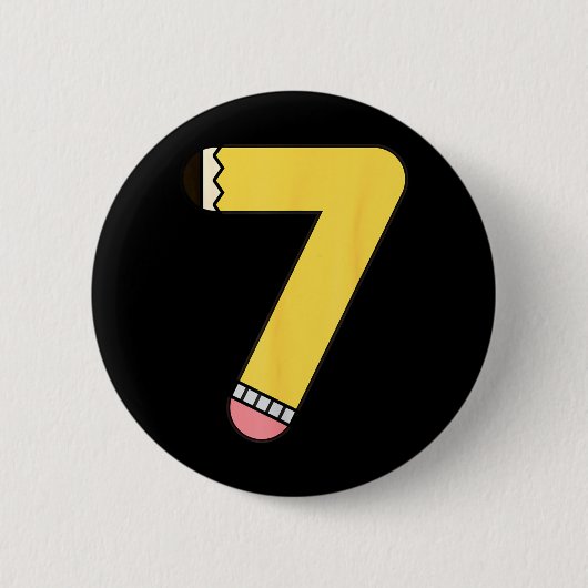 Bleistift Nummer 7 Rückkehr zur Schule 7. Geburtst Button (Vorderseite)