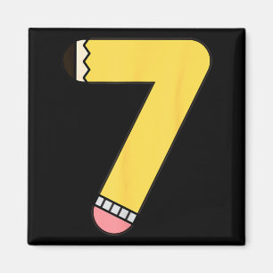 Bleistift Nummer 7 Zurück zur Schule 7. Geburtstag Magnet