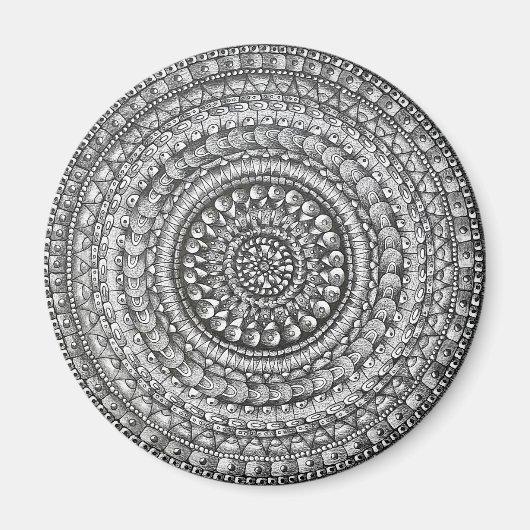 Bleistift Original Kunst Mandala Design Magnet (Vorne)