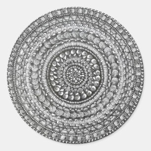 Bleistift Original Kunst Mandala Design Runder Aufkleber