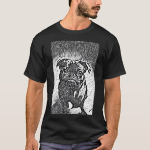 Bleistift Realistisches Porträt Welpe Pug Leben Ku T-Shirt