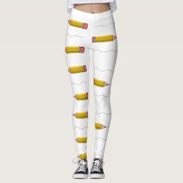 Bleistift-Schrabell auf weiß Leggings