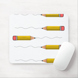 Bleistift-Schrabell auf weiß Mousepad