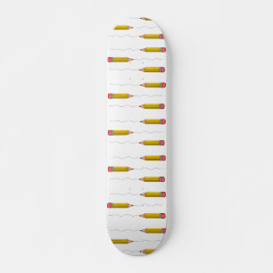 Bleistift-Schrabell auf weiß Skateboard