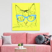 Bleistift-Sketch-Katze mit Brille Leinwanddruck (Insitu (Wohnzimmer))