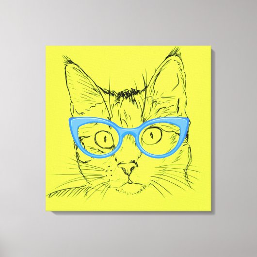 Bleistift-Sketch-Katze mit Brille Leinwanddruck (Vorderseite)