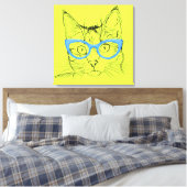 Bleistift-Sketch-Katze mit Brille Leinwanddruck (Insitu (Schlafzimmer))