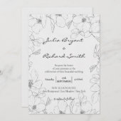 Bleistift-Sketch | Peony Minimalistisch Wedding Einladung (Vorne/Hinten)