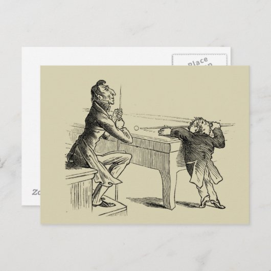 Bleistift-Skizze von zwei Männern, die Pool Postkarte (Vorne/Hinten)