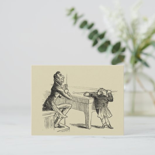 Bleistift-Skizze von zwei Männern, die Pool Postkarte (Stehend Vorderseite)