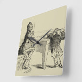 Bleistift-Skizze von zwei Männern, die Pool Quadratische Wanduhr (Winkel)