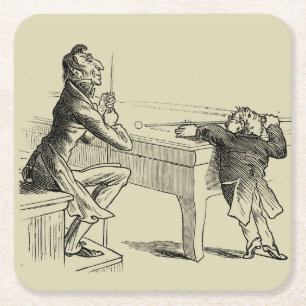 Bleistift-Skizze von zwei Männern, die Pool Rechteckiger Pappuntersetzer