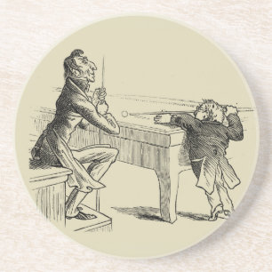 Bleistift-Skizze von zwei Männern, die Pool Sandstein Untersetzer