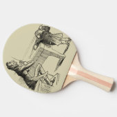 Bleistift-Skizze von zwei Männern, die Pool Tischtennis Schläger (Seitenansicht)