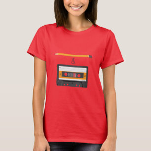 Bleistift u. kompakte Kassette T-Shirt