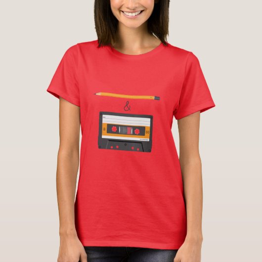 Bleistift u. kompakte Kassette T-Shirt (Vorderseite)