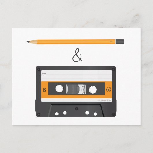 Bleistift und Kompaktkassette Postkarte (Vorderseite)