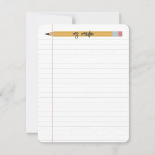 Bleistift- und Papierlehrer Personalisiert Mitteilungskarte