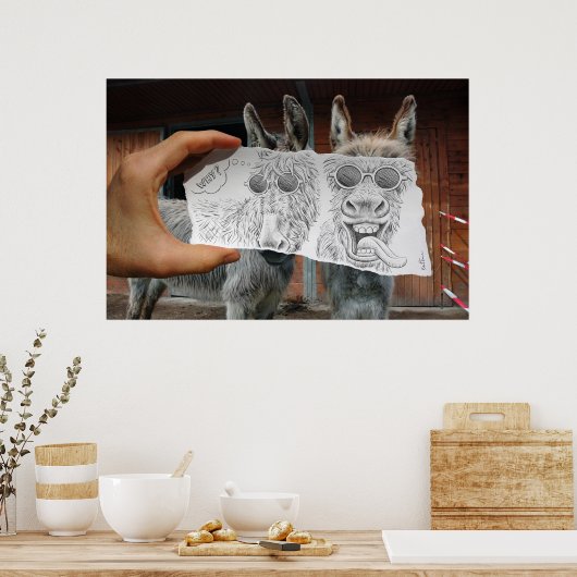 Bleistift Vs Kamera - Crazy Donkeys Poster (Küche)