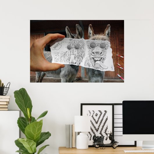 Bleistift Vs Kamera - Crazy Donkeys Poster (Heimbüro)