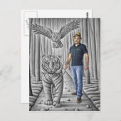 Bleistift Vs Kamera - Tiger, Schüssel, Mann Postkarte (Vorne/Hinten)