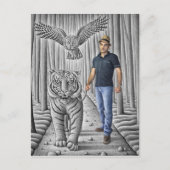 Bleistift Vs Kamera - Tiger, Schüssel, Mann Postkarte (Vorderseite)