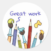 Bleistifte und Pinsel Lehrerbelohnung Runder Aufkleber (Vorderseite)
