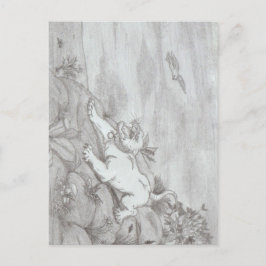 Bleistiftkunst Weiße Lioness Fantasie fliegender A Postkarte