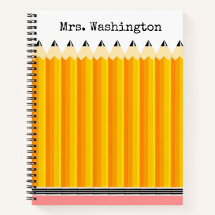 BleistiftNotebook des Lehrers mit Namen Notizblock