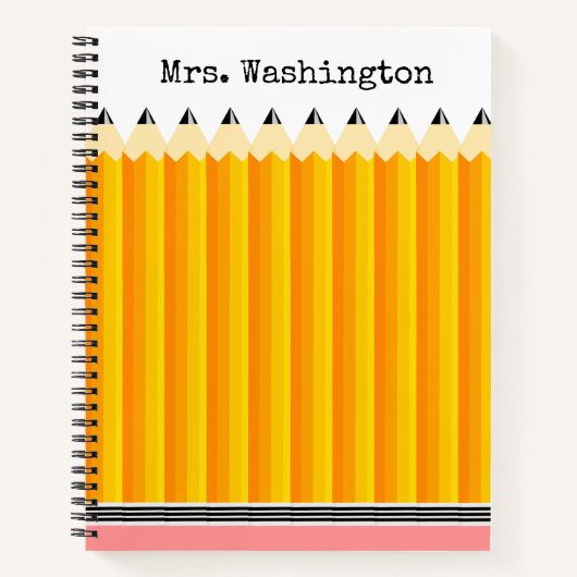 BleistiftNotebook des Lehrers mit Namen Notizblock (Vorderseite)