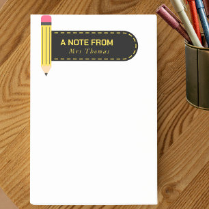 Bleistiftnotiz vom Lehrer Post-it Klebezettel