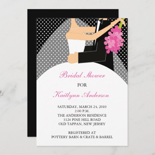 Blenddusche Schwarz-Weiß-Braun Einladung (Vorne/Hinten)