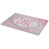 Blende Glitzer Girly Monogram Glasschneider Schneidebrett (Ecke)