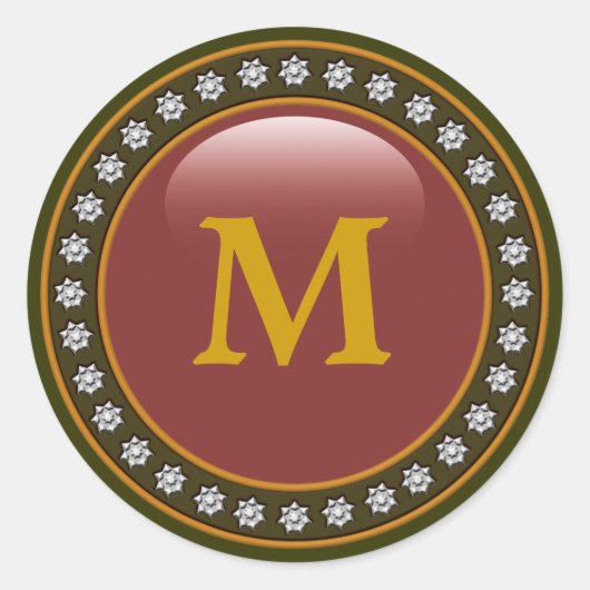 Blende Monogramm Runder Aufkleber (Vorderseite)