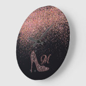 Blende Sparkle Diamond Glitzer High Heels Rose Gol Große Wanduhr (Winkel)