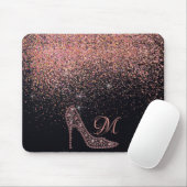 Blende Sparkle Diamond Glitzer High Heels Rose Gol Mousepad (Mit Mouse)