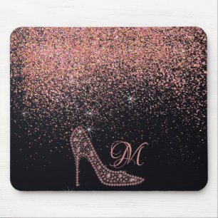 Blende Sparkle Diamond Glitzer High Heels Rose Gol Mousepad